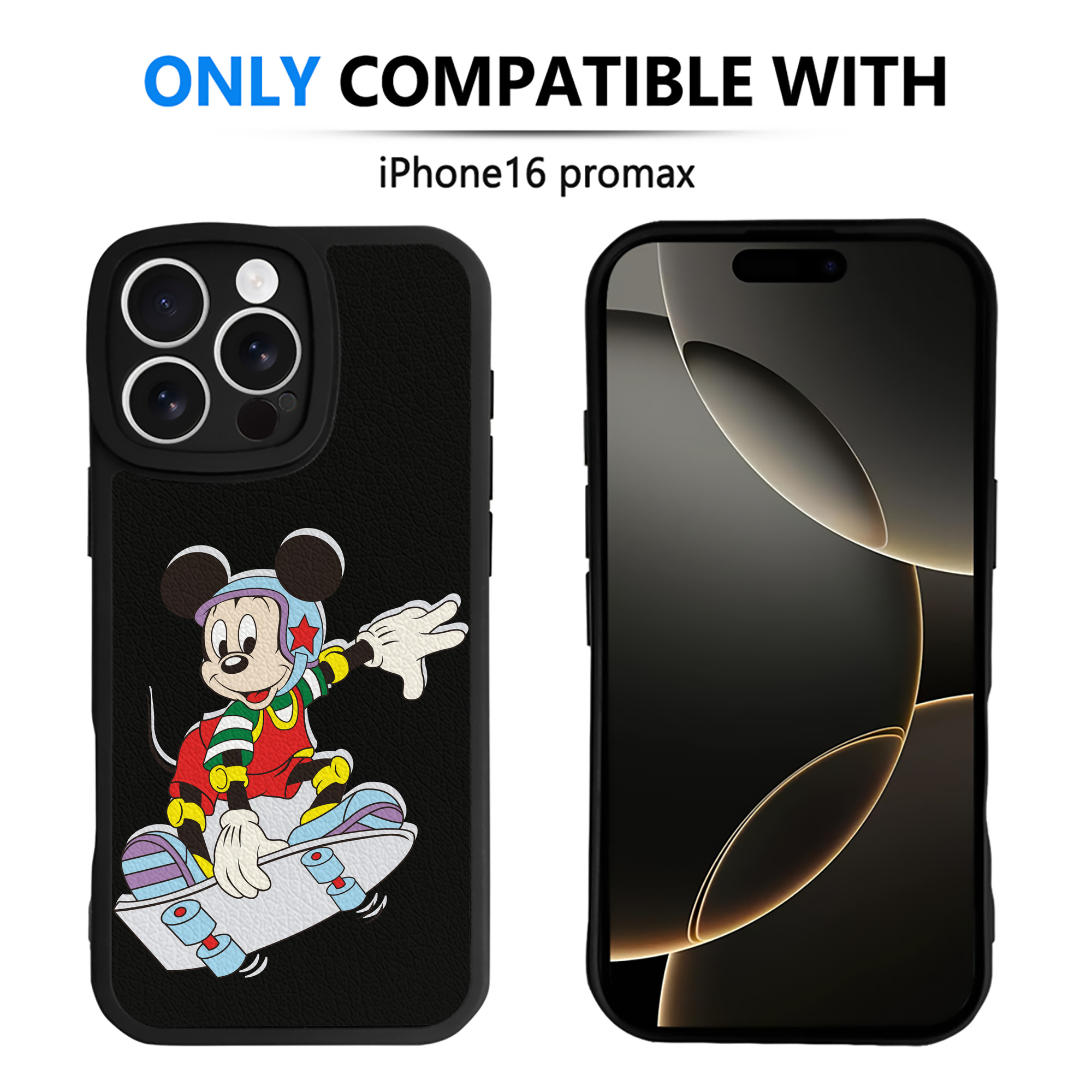 （画像用） ミッキーマウス Mickey Mouse 【iPhone 16シリーズ対応】シリコンスマホケース（レザー調） 材質：シリコン